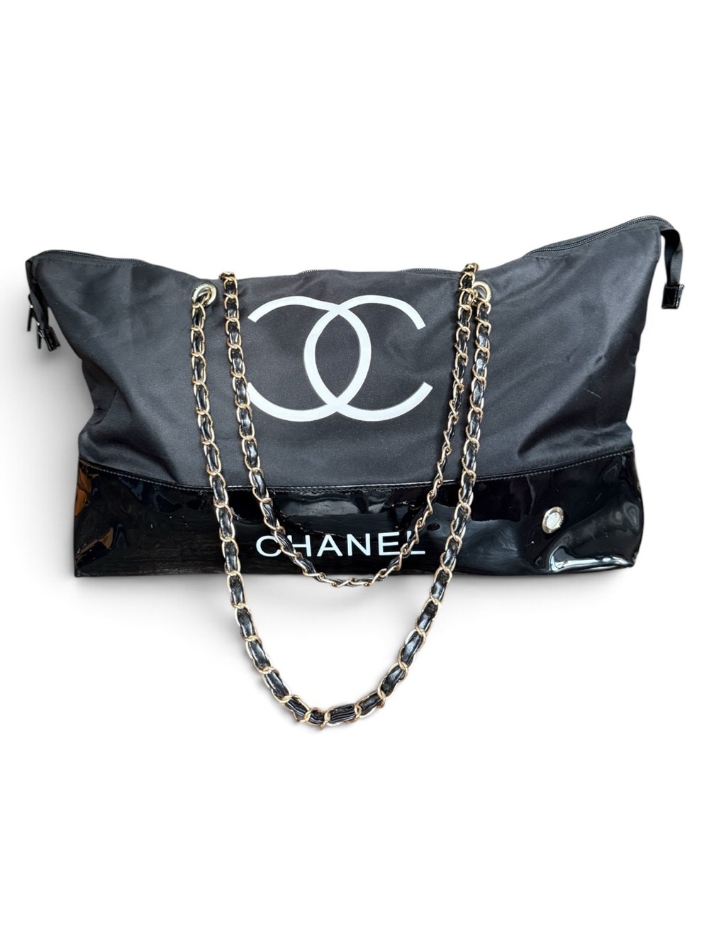 Authentic Chanel Beaute Black Nylon VIP Gift Tote Bag 90s